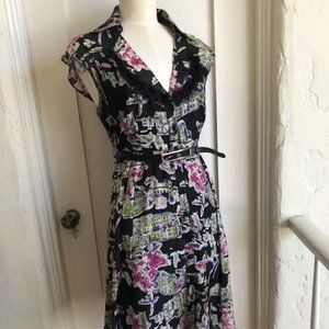 ADORABLE ABS BLACK PRINT SUMMER DRESS SIZE 10